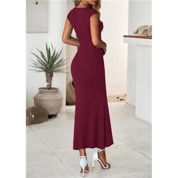 Skirt Sets Women 2 Piece Outfits Burgundy - Picture 2 of 6